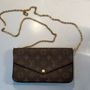 Louis Vuitton Brown Monogram Crossbody with Gold Chain